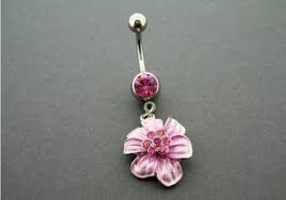 DESTOCKAGE Piercing nombril fleur rose
