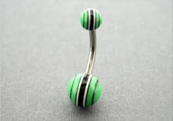 DESTOCKAGE Piercing nombril ACRYLIQUE rayé vert et noir