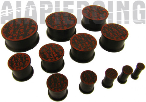 Plug noir silicone têtes de morts rouges