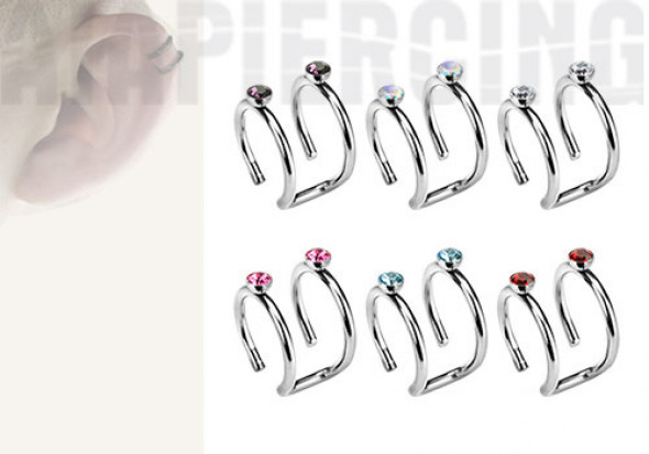 Faux piercing d'oreilles - deux pierres