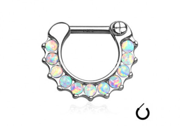 Bijou de Septum et d'Oreille Opale en Or Blanc