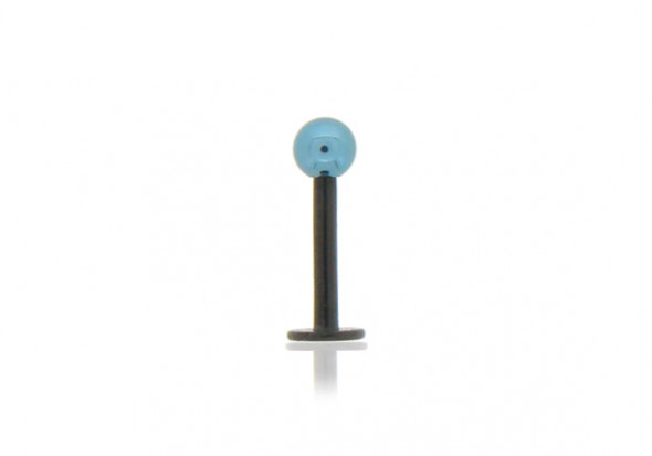 Piercing labret anodisé noir bille bleue