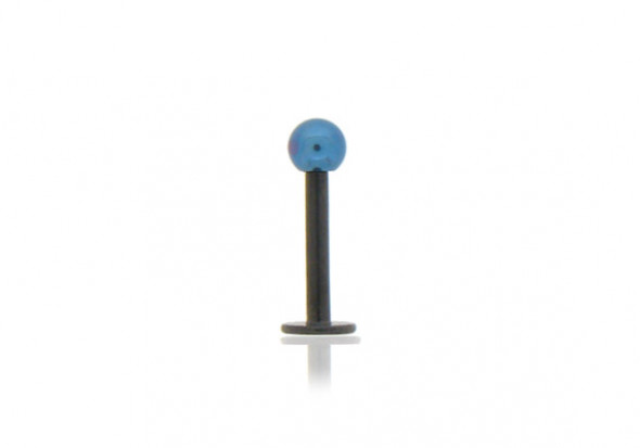 Piercing labret anodisé noir bille bleue foncée