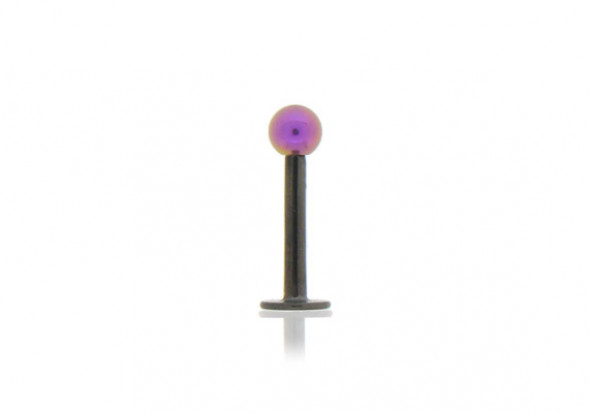 Piercing labret anodisé noir bille violette