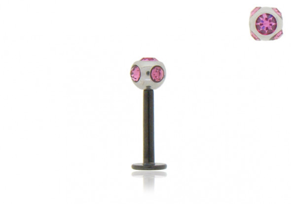 Piercing labret anodisé noir multi-strass