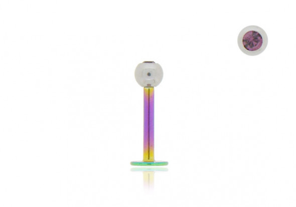 Piercing labret anodisé essence bille strass