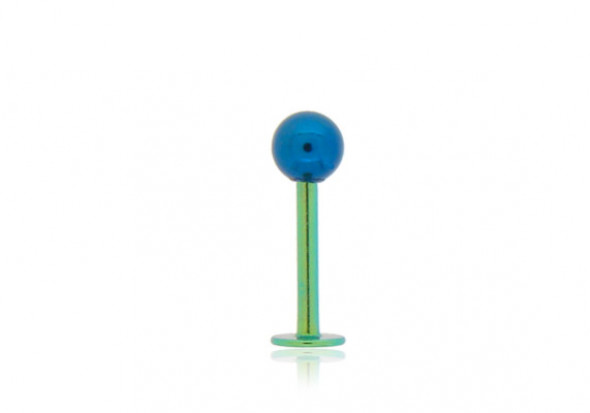 Piercing labret vert bille 4mm bleue foncée