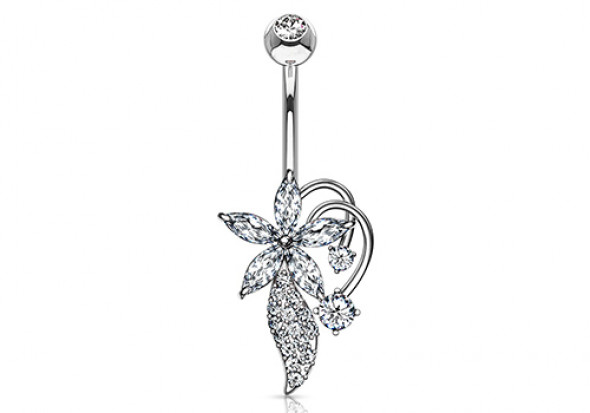 Piercing nombril fleur arabesque