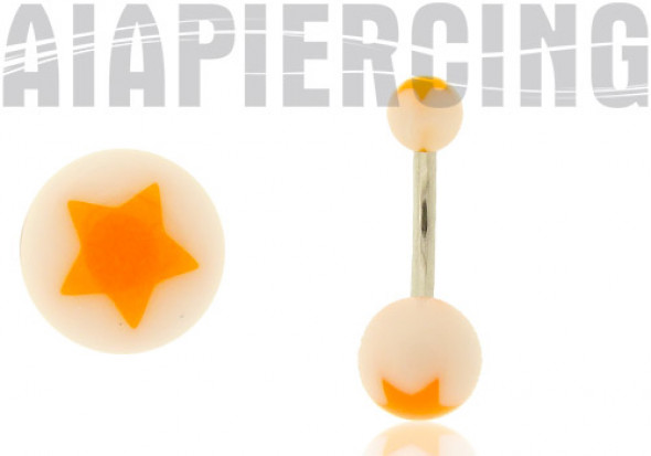 DESTOCKAGE nombril acrylique étoile orange