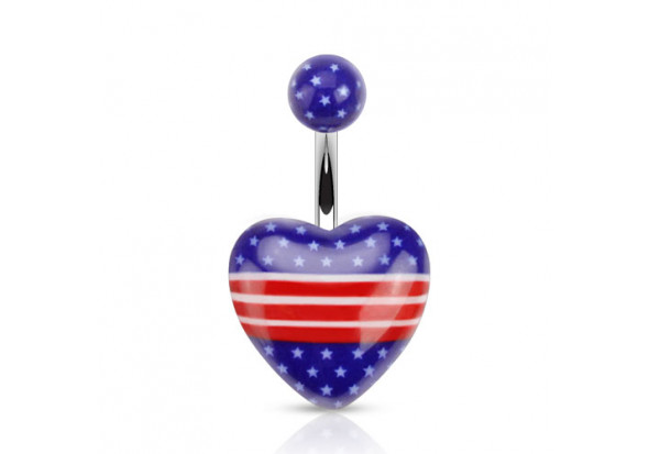 Piercing nombril cœur imprimé americain