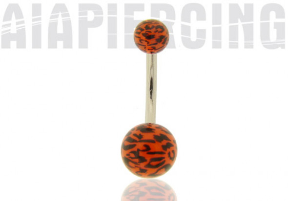 Piercing Nombril léopard orange