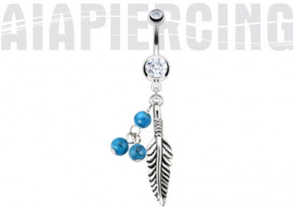 Piercing nombril Plume blanche