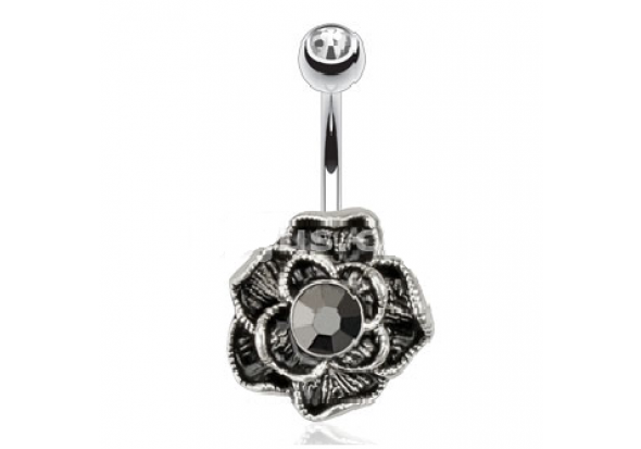 Piercing nombril rose noire