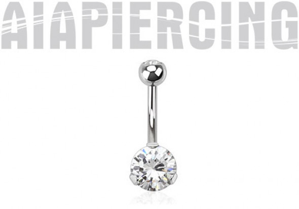 Piercing nombril pierre blanche griffée