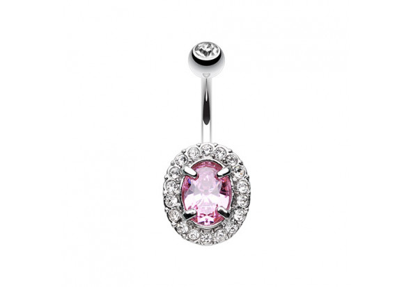 Piercing nombril grand éclat rose