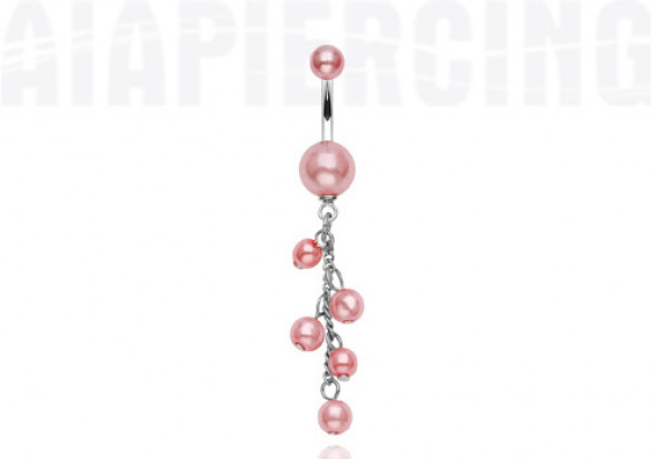 Piercing nombril perles nacrées roses