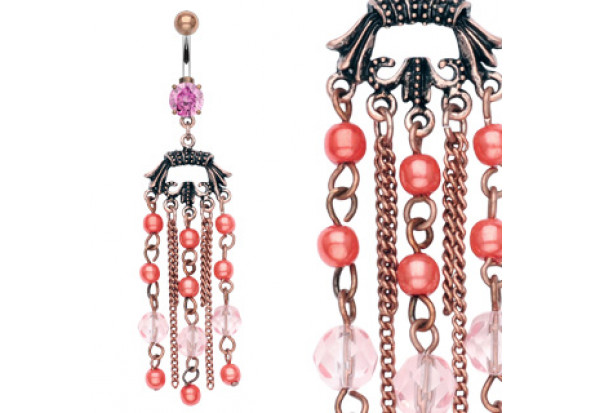 Piercing nombril chandelier rose