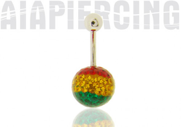 Piercing nombril swarovski multicolore
