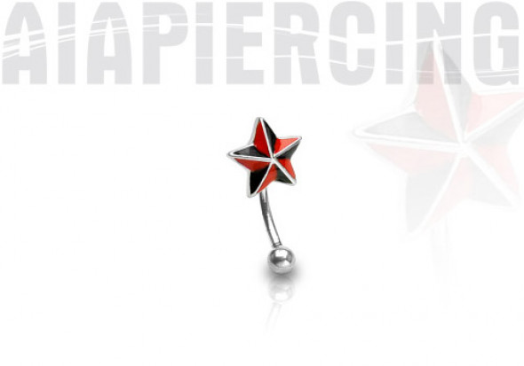 Piercing arcade étoile rouge et noir