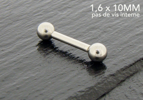 Piercing basic barbell 10mm pas de vis interne