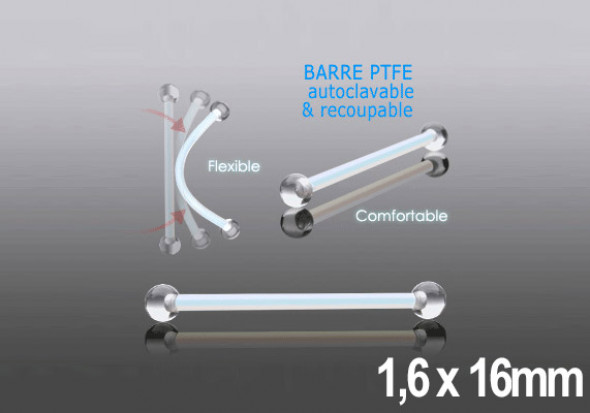 Barbell PTFE billes acrylique - 1,6 x 16mm