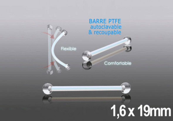 Barbell PTFE billes acrylique - 1,6 x 19mm