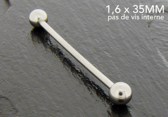 Piercing basic barbell 35mm pas de vis interne