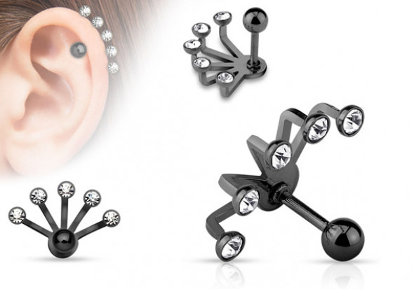 Piercing oreille Ear Cuff noir