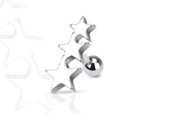 Piercing hélix Triple étoile acier