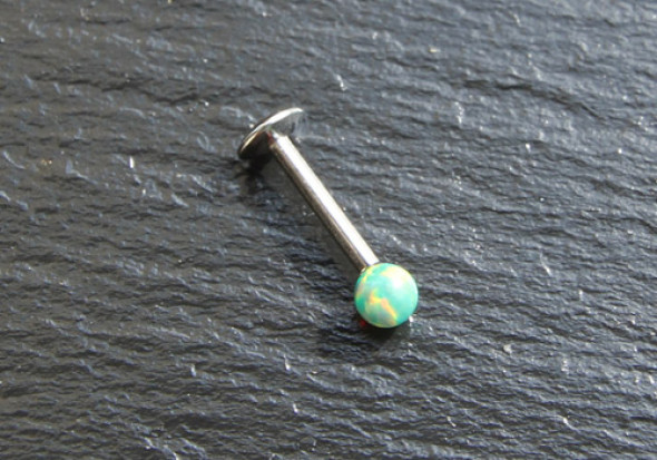 Piercing labret perle opalite verte