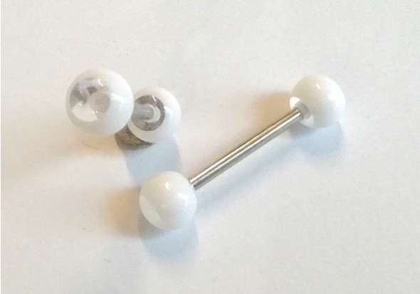 Piercing langue acrylique blanche et transparente