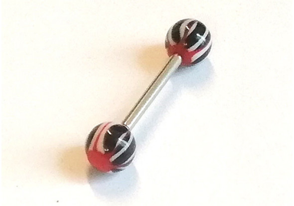 Piercing langue acrylique noir et rouge