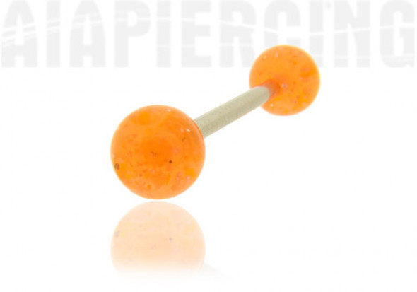 Piercing langue orange pailleté