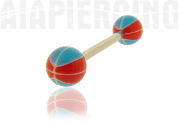 Piercing langue basket rouge et bleu