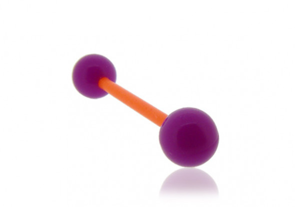 Piercing langue acrylique violet tige orange