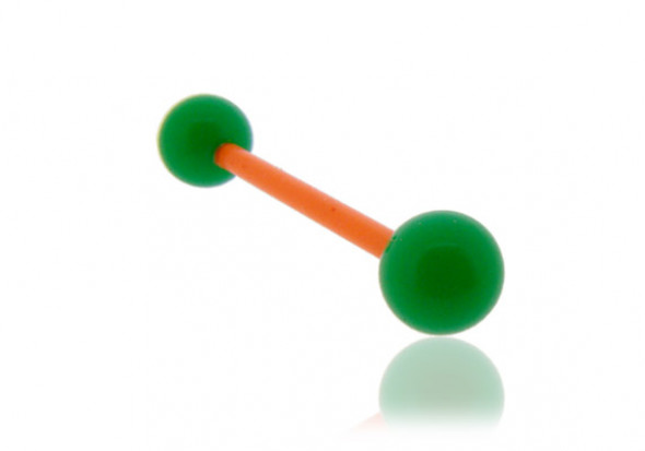 Piercing langue acrylique vert tige orange