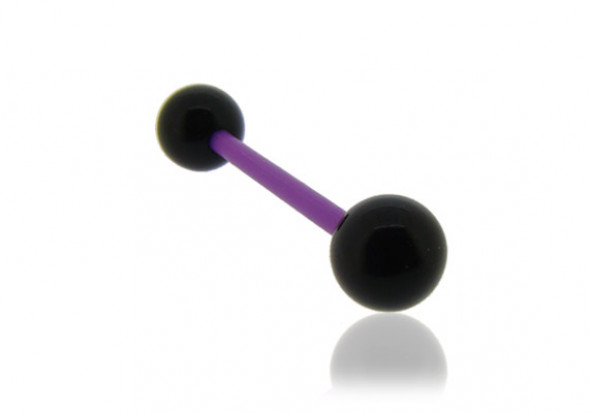 Piercing langue acrylique noir tige violette