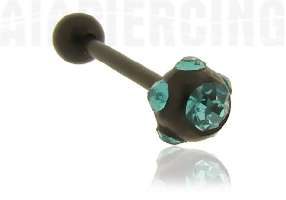 Piercing langue blackline cristaux turquoises