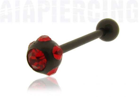 Piercing langue blackline cristaux rouges