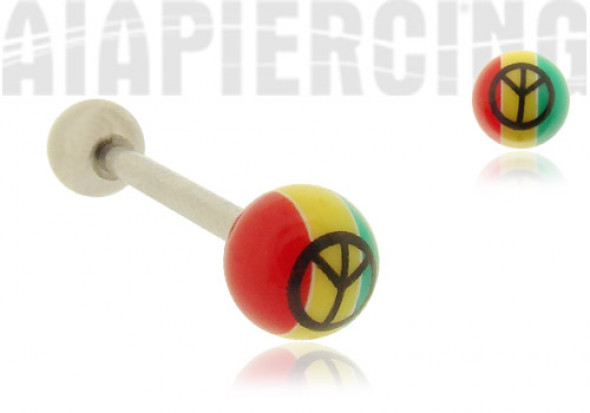 Piercing langue rasta peace and love