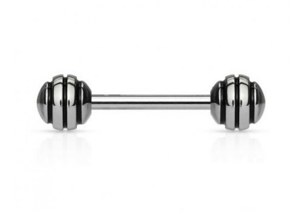 Piercing barbell rayée noire