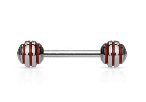 Piercing barbell rayée rouge