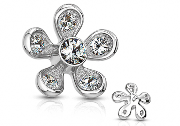 Piercing microdermal fleur strass blanc