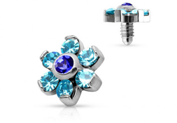Piercing Microdermal fleur bleue