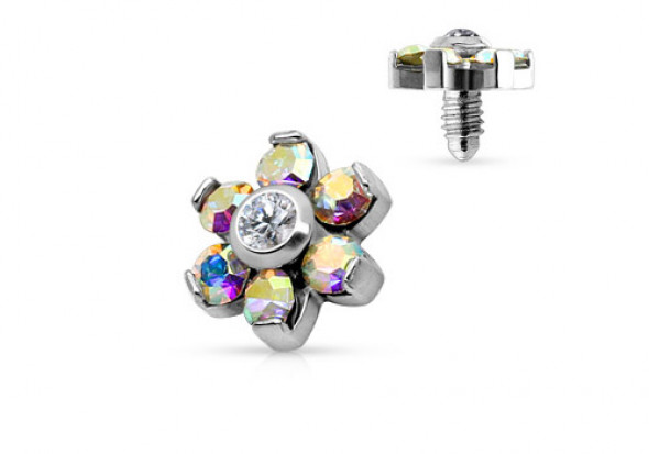 Piercing Microdermal fleur irisée