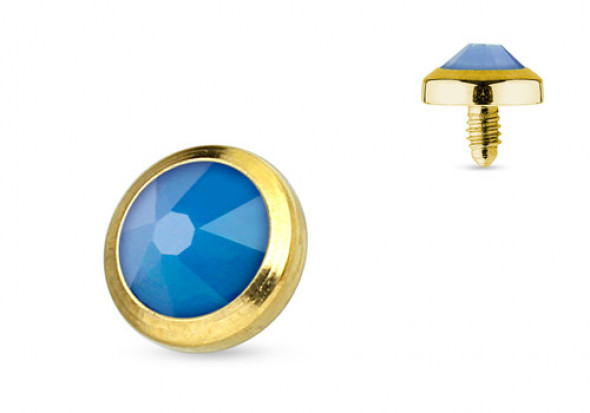 Piercing Microdermal plaqué or opalite bleue