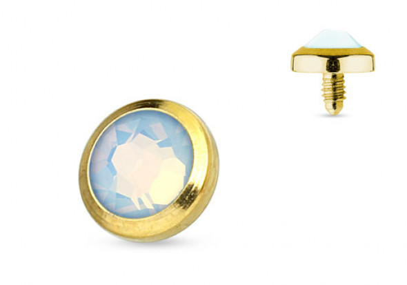 Piercing Microdermal plaqué or opalite blanche