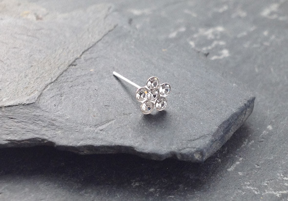 Piercing nez argent fleur - blanc