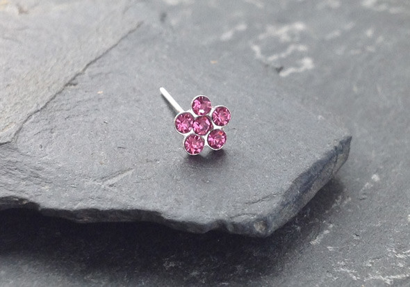 Piercing nez argent fleur - rose