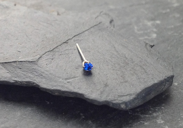 Piercing nez argent massif strass bleu